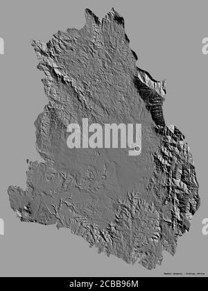 Form von Maekel, Region Eritrea, mit seiner Hauptstadt isoliert auf einem einfarbigen Hintergrund. Höhenkarte mit zwei Ebenen. 3D-Rendering Stockfoto