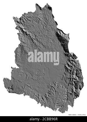 Form von Maekel, Region Eritrea, mit seiner Hauptstadt isoliert auf weißem Hintergrund. Höhenkarte mit zwei Ebenen. 3D-Rendering Stockfoto