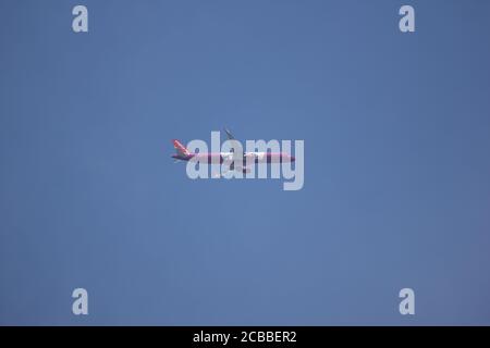 Chiangmai, Thailand - Juli 29 2020: HS-VKM A321-200 der thailändischen Vietjet Fluggesellschaft. Fahren Sie vom internationalen Flughafen Chiang Mai zum Flughafen Bangkok. Stockfoto