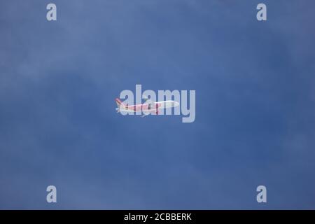 Chiangmai, Thailand - Juli 29 2020: HS-VKF A320-200 der thailändischen Vietjet Airline. Fahren Sie vom internationalen Flughafen Chiang Mai zum Flughafen Bangkok. Stockfoto