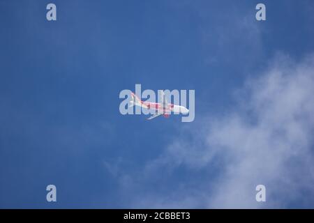 Chiangmai, Thailand - Juli 29 2020: HS-VKF A320-200 der thailändischen Vietjet Airline. Fahren Sie vom internationalen Flughafen Chiang Mai zum Flughafen Bangkok. Stockfoto