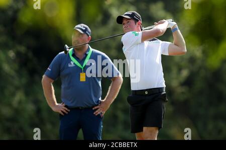 Rhys Enoch aus Wales während eines Vorbesichtigung des Celtic Classic im Celtic Manor Resort, Newport. Stockfoto