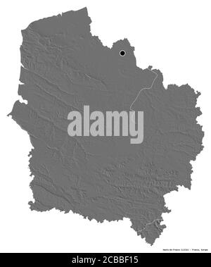 Form von Hauts-de-France, Region von Frankreich, mit seiner Hauptstadt isoliert auf weißem Hintergrund. Höhenkarte mit zwei Ebenen. 3D-Rendering Stockfoto