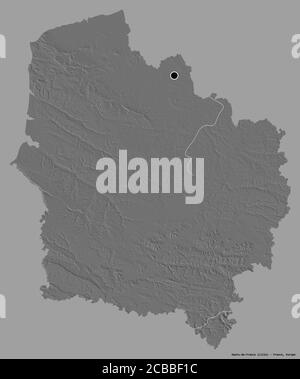 Form von Hauts-de-France, Region von Frankreich, mit seiner Hauptstadt isoliert auf einem einfarbigen Hintergrund. Höhenkarte mit zwei Ebenen. 3D-Rendering Stockfoto