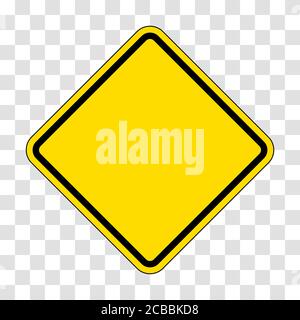 Gelber Diamant blank Warnschild, Rahmen für Ihre Nachricht oder Bild. Flache Vektorgrafik, isoliert auf transparentem Hintergrund, EPS8. Stock Vektor