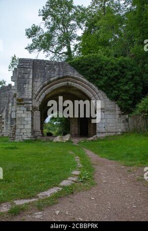 Roche Abbey, Gemeinde Maltby, Rotherham, South Yorkshire, Englisches Erbe, geplantes Denkmal, historische Stätte, Struktur, Garten, Umwelt. Stockfoto