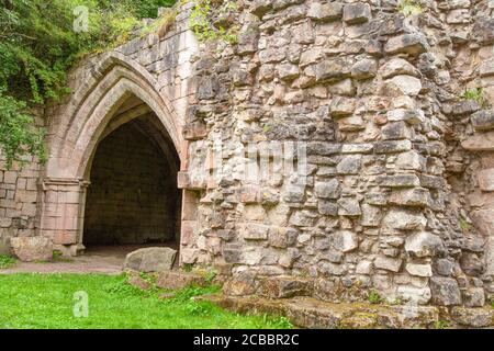 Roche Abbey, Gemeinde Maltby, Rotherham, South Yorkshire, Englisches Erbe, geplantes Denkmal, historische Stätte, Struktur, Garten, Umwelt. Stockfoto