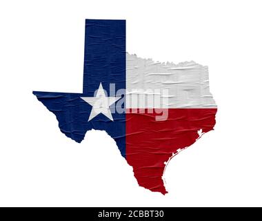 US-Staat Texas Karte mit Flagge auf alten Papier Design Stockfoto