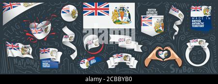 Vektor-Set der Nationalflagge des Britischen Antarktischen Territoriums Stock Vektor