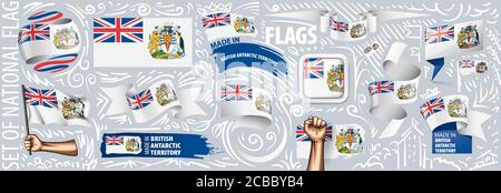 Vektor-Set der Nationalflagge des Britischen Antarktischen Territoriums Stock Vektor