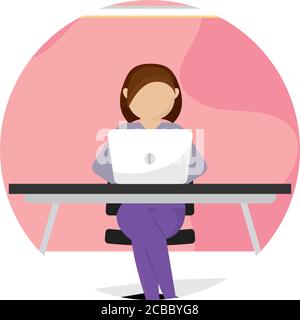 Frau, die zu Hause arbeitet Stock Vektor