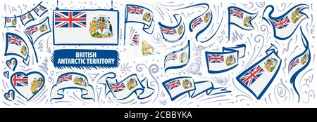Vektor-Set der Nationalflagge des Britischen Antarktischen Territoriums Stock Vektor