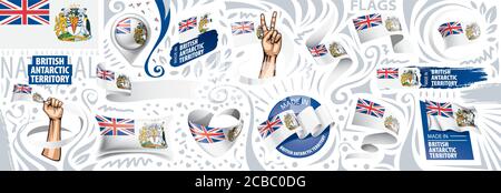 Vektor-Set der Nationalflagge des Britischen Antarktischen Territoriums Stock Vektor
