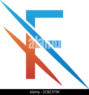 F Letter Slash Logo, Concept Letter F + Icon Slash Stock Vektor