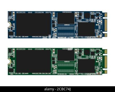 M.2 Solid State Drive isoliert auf weißem Hintergrund, Vektorgrafik Stock Vektor