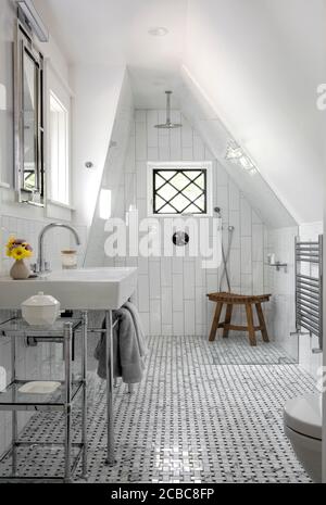 Modernes Bad-Design in Dachgeschoss Stockfoto