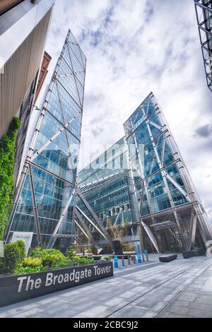 Der Broadgate Tower ist ein Wolkenkratzer in Londons wichtigster Finanzdistrikt, der City of London. Es wurde zwischen 2005 und 2008 gebaut Stockfoto