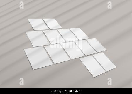 Satz von leeren A4-Papierblättern, Poster-Mockup mit weichem Fensterschatten. Vektorgrafik Stock Vektor