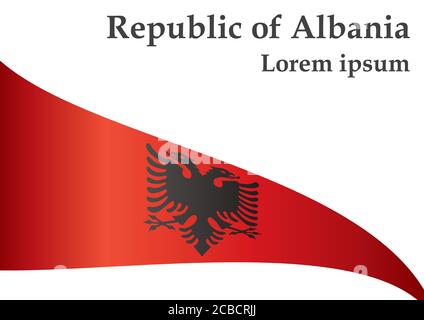 Flagge Albaniens, Republik Albanien. Vorlage für Award Design, ein offizielles Dokument mit der Flagge Albaniens. Helle, farbenfrohe Vektorgrafik. Stock Vektor