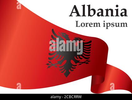 Flagge Albaniens, Republik Albanien. Vorlage für Award Design, ein offizielles Dokument mit der Flagge Albaniens. Helle, farbenfrohe Vektorgrafik. Stock Vektor