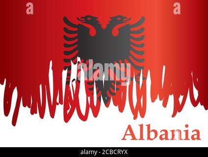 Flagge Albaniens, Republik Albanien. Vorlage für Award Design, ein offizielles Dokument mit der Flagge Albaniens. Helle, farbenfrohe Vektorgrafik. Stock Vektor