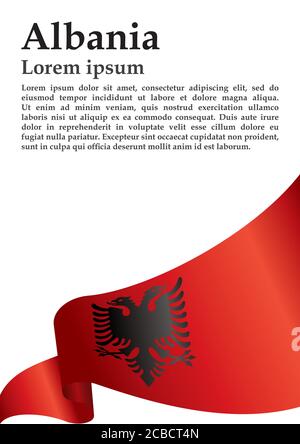 Flagge Albaniens, Republik Albanien. Vorlage für Award Design, ein offizielles Dokument mit der Flagge Albaniens. Helle, farbenfrohe Vektorgrafik. Stock Vektor