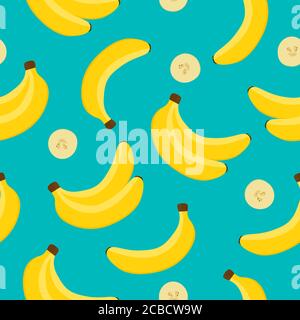 Bananenhintergrund. Gelbe Bananenmuster Vektor-Illustration. Stock Vektor
