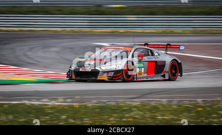 Oschersleben, Deutschland, 28. April 2019: Filip Salaquarda fährt den Audi R8 von Team ISR während eines GT-MEISTERWAGENRENNENS Stockfoto