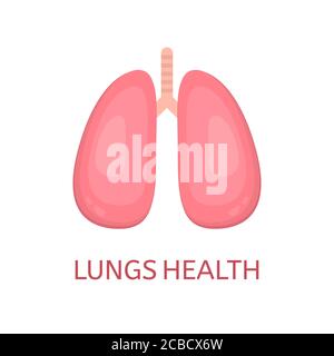 Lungen in flachem Stil isoliert auf weißem Hintergrund. Konzept für die Lungengesundheit. Symbol für menschliche Lungen. Internes Organ. Atmungssystem. Gesundheitswesen. Vektorillus Stock Vektor