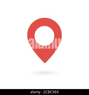 Positionsmarkierung auf weißem Hintergrund isoliert. Rotes Positionssymbol. Design-Element für PIN-Map. Positionssymbol. Vektorgrafik. Stock Vektor