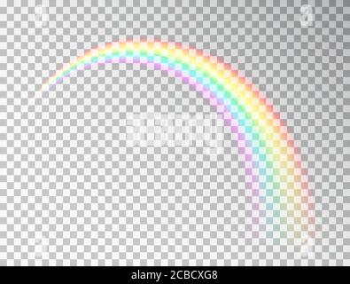 Regenbogen isoliert auf transparentem Hintergrund. Realistisches Regenbogensymbol. Buntes Licht und helles Designelement zur Dekoration. Symbol der Liebe. Vektor-il Stock Vektor