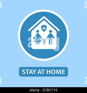 Symbol „zu Hause bleiben“. Familie zusammen. Ich bleibe zu Hause Komposition. Sensibilisierungskampagne für soziale Medien. Vektorgrafik. Stock Vektor