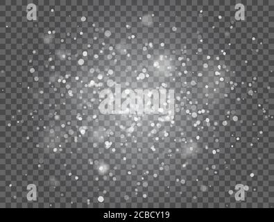 Realistischer fallender Schnee. Schneehintergrund. Froststurm, Schneefall-Effekt. Weihnachtliches Design mit Schnee auf transparenter Kulisse. Vektorgrafik. Stock Vektor