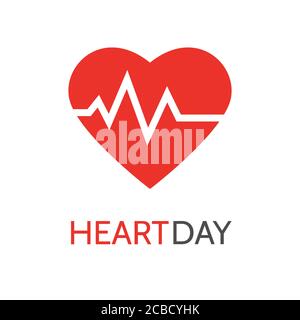 Heartbeat-Symbol im flachen Stil für medizinische Apps und Websites. Impulssymbol. Herzrhythmus. World Heart Tageskarte. Medizinischer Test. Gesundheitskonzept. Vektor Stock Vektor