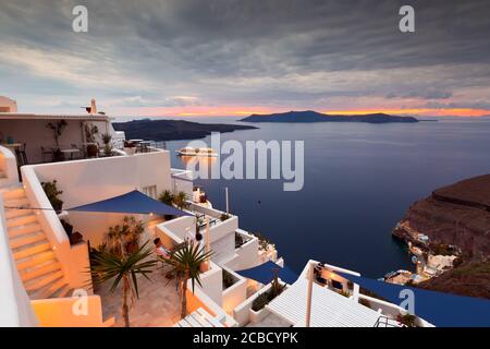 Stadt Fira auf Santorin, Griechenland. Stockfoto