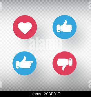 Symbol „Daumen hoch“. Symbol für soziale Netzwerke. Gegenmeldung. Social-Media-Element. Emoji-Reaktionen. Vektorgrafik. Stock Vektor