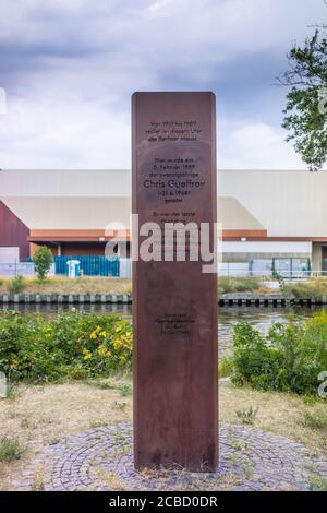 Gedenkstätte Chris Gueffroy entlang des Britzer Zweigkanals in Berlin wurde Gueffroy 1989 von DDR-Grenzschutzbeamten erschossen, Berlin, Deutschland, Europa Stockfoto