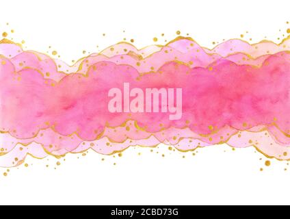 Abstrakte Aquarell Hand Malerei Illustration. Heller rosa gewellter Hintergrund. Hohe Auflösung. Design für Karte, Cover, Print, Web. Stockfoto