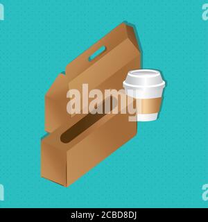 Mockup Papier-Boxen und Tasse Verpackung Gradienten Stil Vektor Illustration Design Stock Vektor