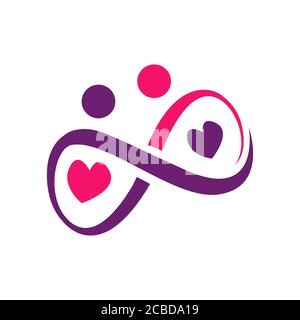 Niedliche trendige ewige Liebe Symbol-Logo-Vektor. Zeichen der unendlichen Liebe Design mit Infinity-Symbol Illustration Stock Vektor