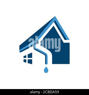Haus Dachrinne Logo Design. Home Rohr Installation Vektor-Vorlage Illustrationen Stock Vektor