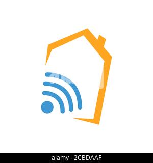 Wifi House Home Logo Vektor. Smart Home Tech Internet im Haus Logo Konzept Illustration Stock Vektor