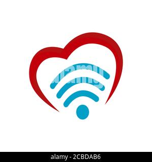 wifi Love Logo Vector. Herzform und WiFi-Zeichen Logo Symbol Konzept Illustration Stock Vektor