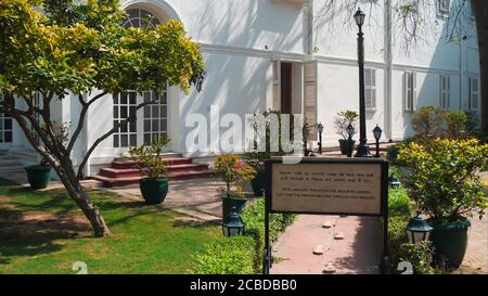 DELHI, INDIEN - 15. MÄRZ 2019: Fenster von gandis Haus Stockfoto