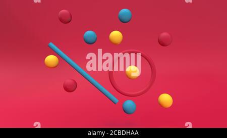 3d Render abstrakte mehrfarbige Objekte minimalistischer Hintergrund Stockfoto