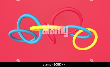 3d Render abstrakte mehrfarbige Objekte minimalistischer Hintergrund Stockfoto