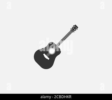 Gitarre, Instrument, Musiksymbol. Vektor-Illustration, flaches Design. Stock Vektor