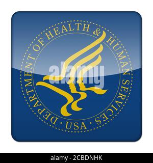 United States Department of Health And Human Services Symbolschaltfläche Logo isolierte app Stockfoto