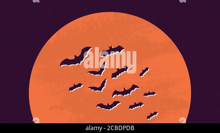 halloween und Dekoration Konzept - Fledermäuse fliegen über Mond Hintergrund .Vektor Illustration Halloween Stock Vektor