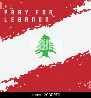 Beten für libanon Vektor-Design mit Karte, beten für beirut Vektor-Illustration. Design für die Menschheit, Frieden, Spenden, Nächstenliebe Stock Vektor